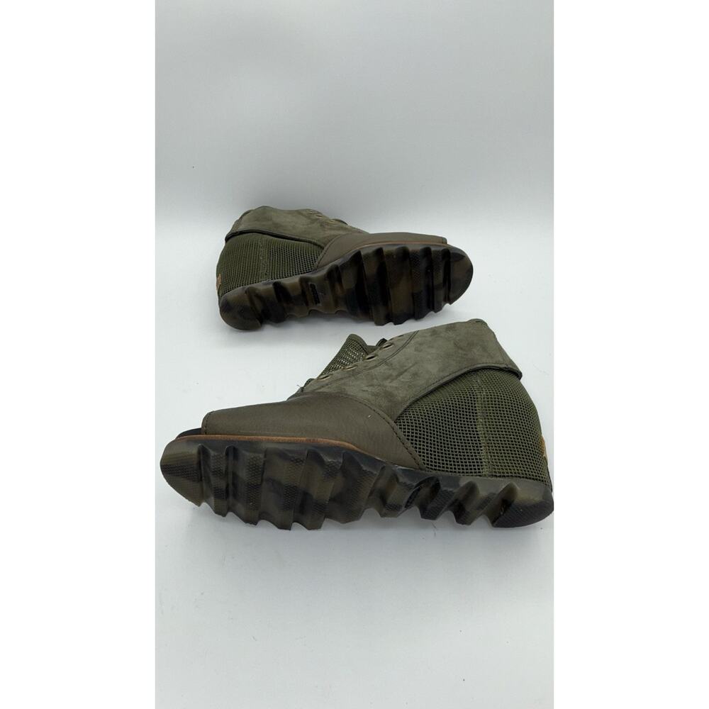 SOREL Women's Joanie Boot Wedge 10 Suede & Micro Mesh Bootie Green Peep Toe - Picture 5 of 11